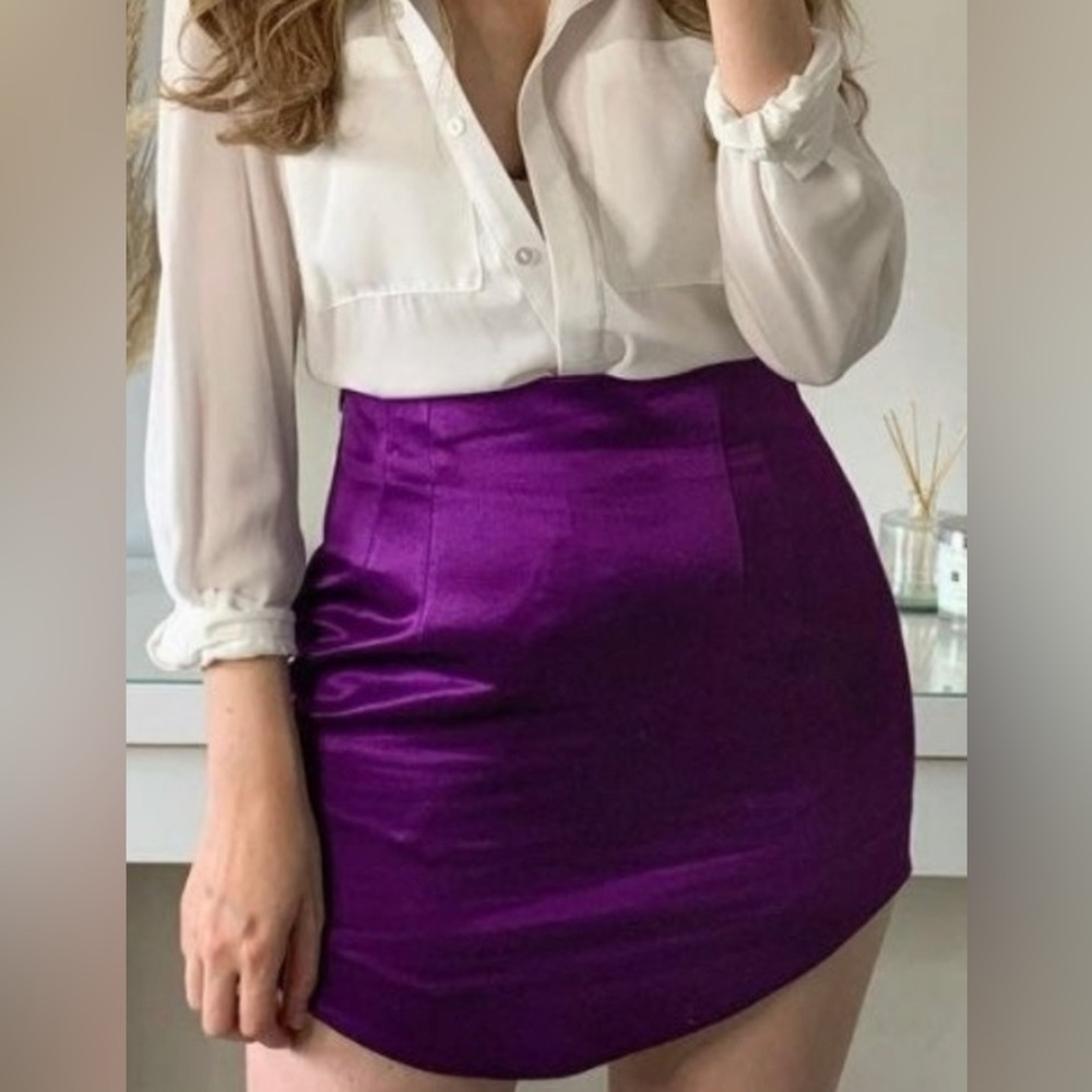 Zara Purple Satin Mini Skirt